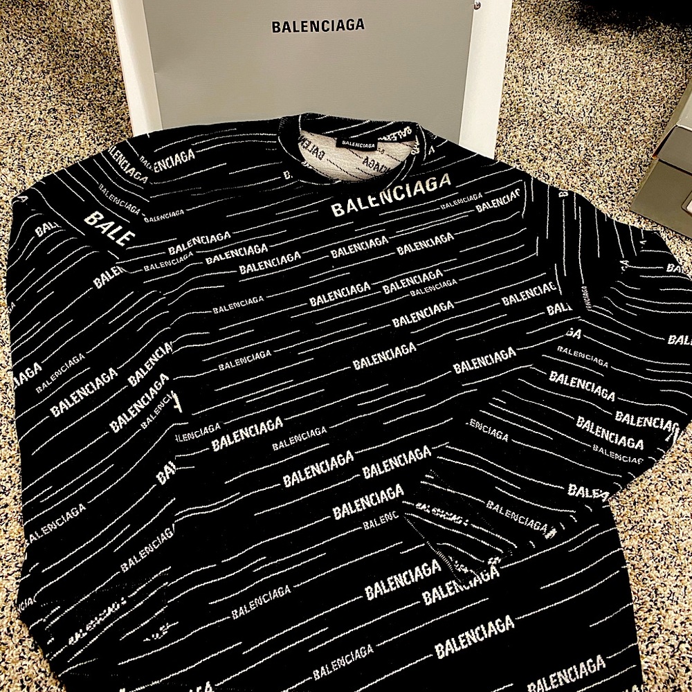 Balenciaga Jacquard logo crew neck sweatshirt